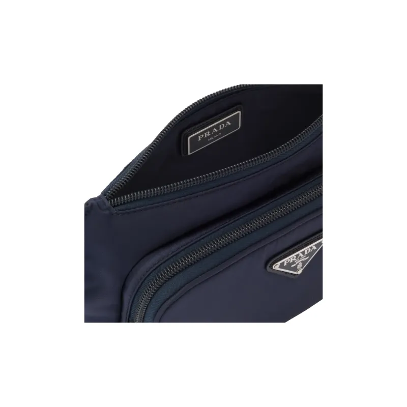 PRADA Re Nylon And Saffiano Leather Shoulder Bag Navy-3