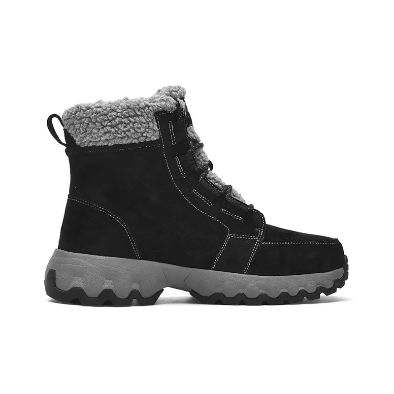 Jeep Warm Wear Resistant Cushioning Height Increasing Slip Resistant Coverage Short Outdoor Snow Boots Men's Black Gray-1