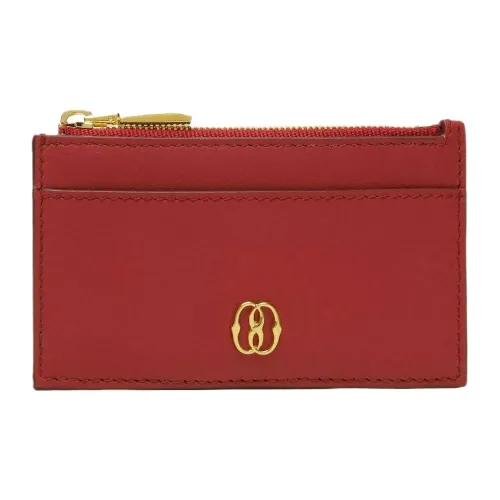 BALLY Calfskin Card Clip Card Holder Women's Red