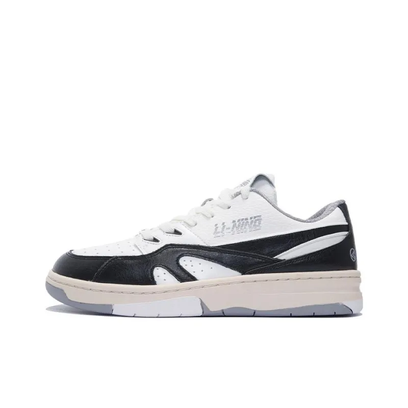 LiNing 937 Low Top Skateboard Shoes Men's Black White-0