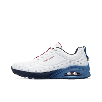 Skechers Street Wear resistant And Lightweight Low Top Casual Running Shoes Men's White Blue