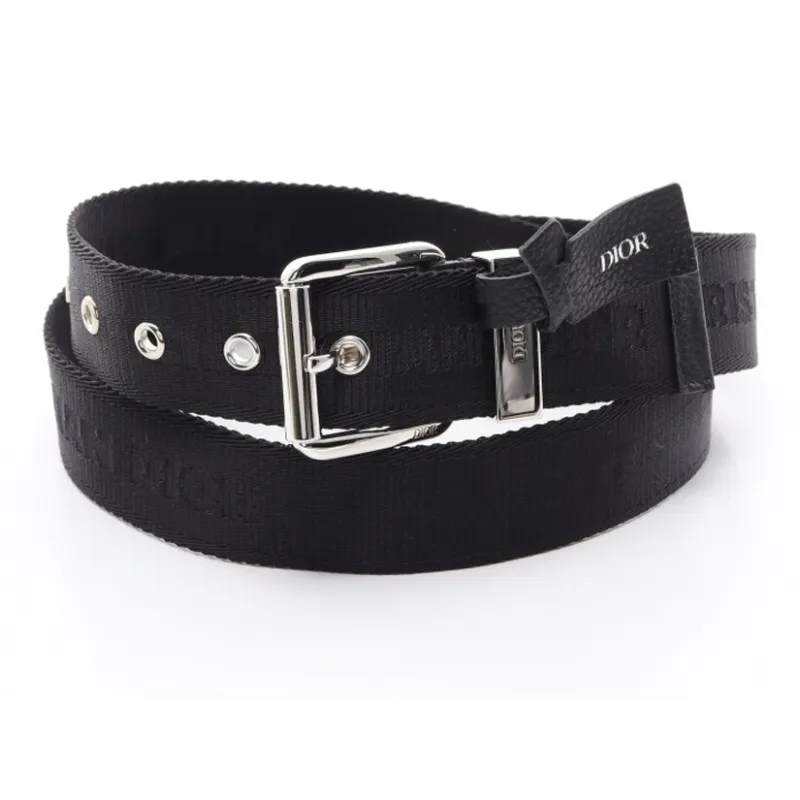 DIOR Leather Belts Men's Black Width 3.5CM-0