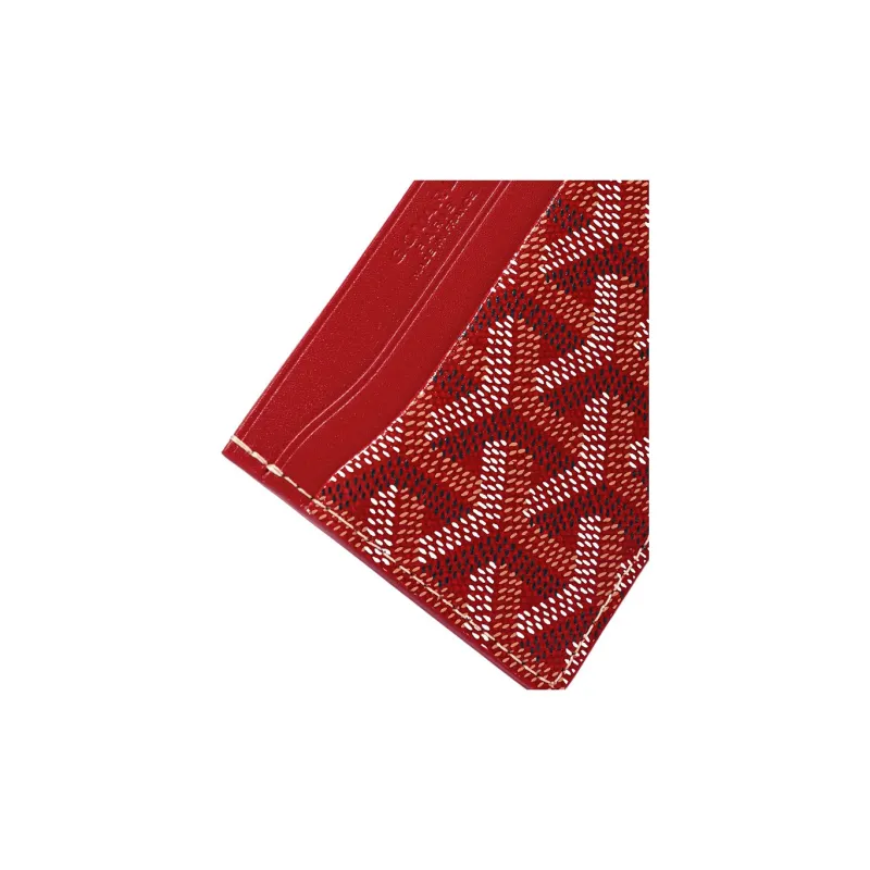 GOYARD Saint-Sulpice Canvas With Leather Dog's Teeth Card Clip Card Holder Unisex Red & Sky Blue Small Heart-2