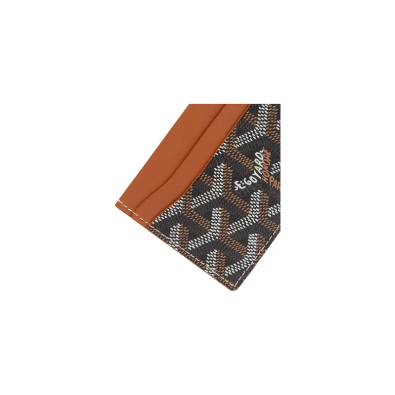 GOYARD Saint-Sulpice Canvas With Calfskin Card Clip Card Holder Unisex Brown & Pink Red Small Heart-2