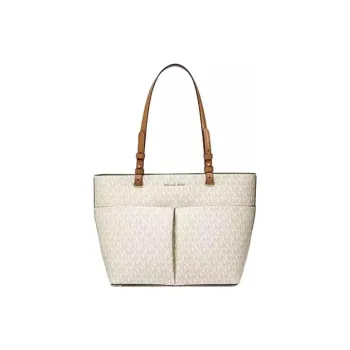 MICHAEL KORS PVC Tote Bag, Shopping Bag, Handbag Tubas Women's Vanilla Print & Acorn Brown