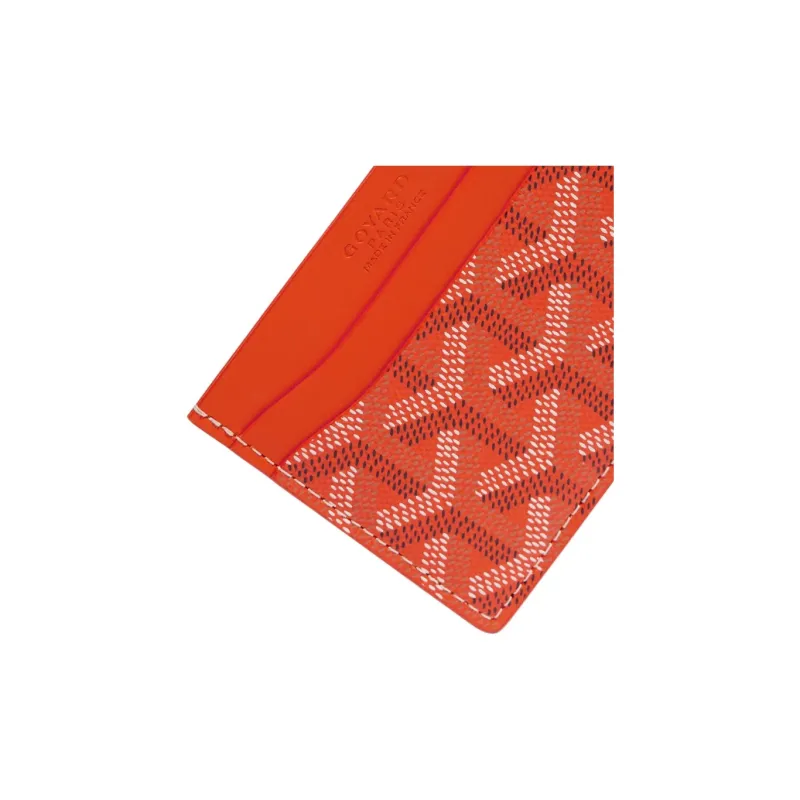 GOYARD Saint-Sulpice Canvas With Leather Dog's Teeth Card Clip Card Holder Unisex Orange 'Pineapple' Green Small Heart-1