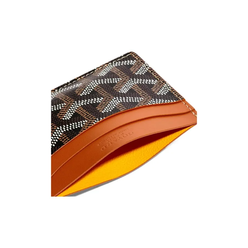GOYARD Saint-Sulpice Canvas With Leather Dog's Teeth Card Clip Card Holder Unisex Tan & Green Small Heart-2