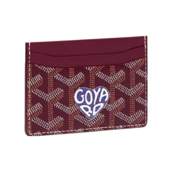 GOYARD Saint-Sulpice Canvas With Leather Dog's Teeth Card Clip Card Holder Unisex Burgundy & Purple Small Heart