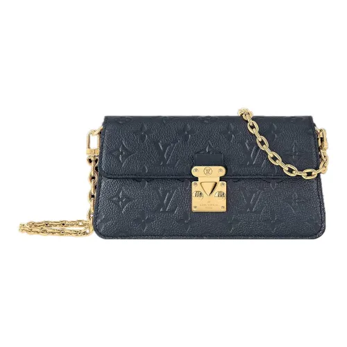 LOUIS VUITTON Grained Cow Leather Wallet Women's Marine Blue