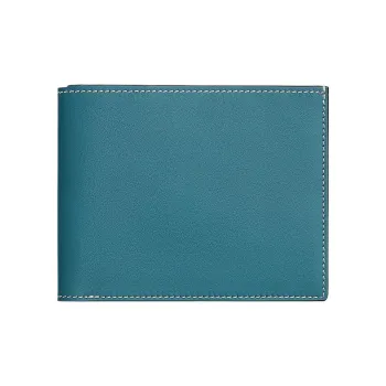 HERMES Citizen Twill Swift Calfskin Card Holder Men's 75 Bleu Sapphire Denim Blue