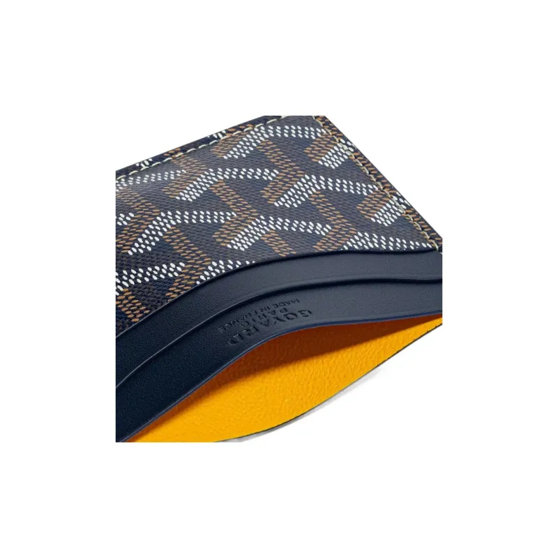 GOYARD Saint-Sulpice Canvas With Leather Dog's Teeth Card Clip Card Holder Unisex Navy Blue Spell Gray Small Hearts-1