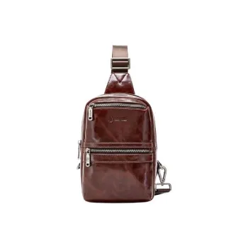 Hush Puppies Waxed Leather, Cow Leather Shoulder Bag, Sling Bag Small Size Men's Coffee