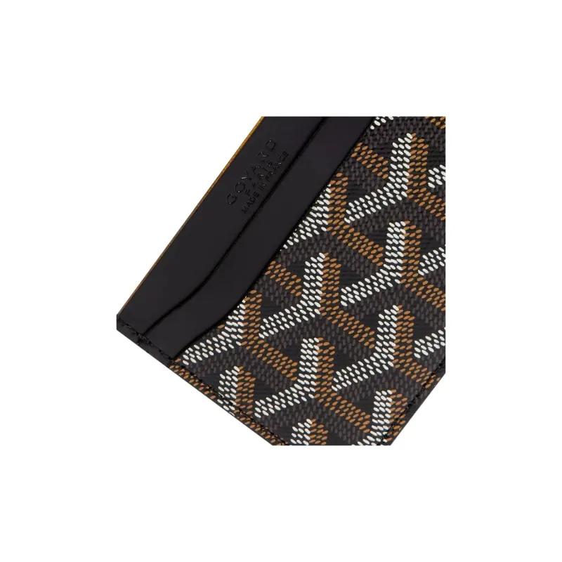 GOYARD Saint-Sulpice Canvas With Leather Dog's Teeth Card Clip Card Holder Unisex Black Spells Yellow Small Hearts-1
