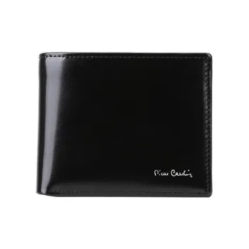 PIERRE CARDIN Top Grain Cow Leather Card Holder, Wallet Regular Men's Black/Gray