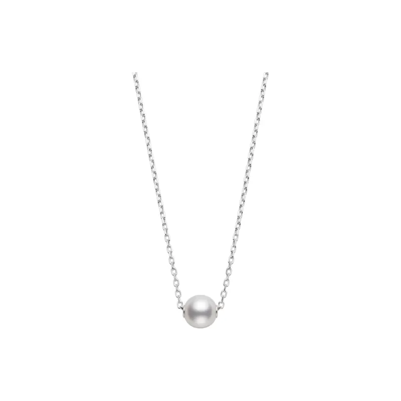 MIKIMOTO 18K White Gold Akoya Pearl Necklaces Women's Silver-0