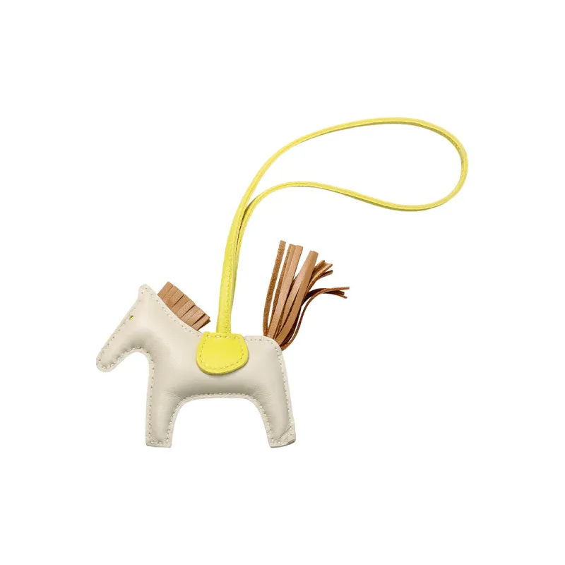 HERMES Leather Pendants Unisex Chalk White/Tea Brown-1