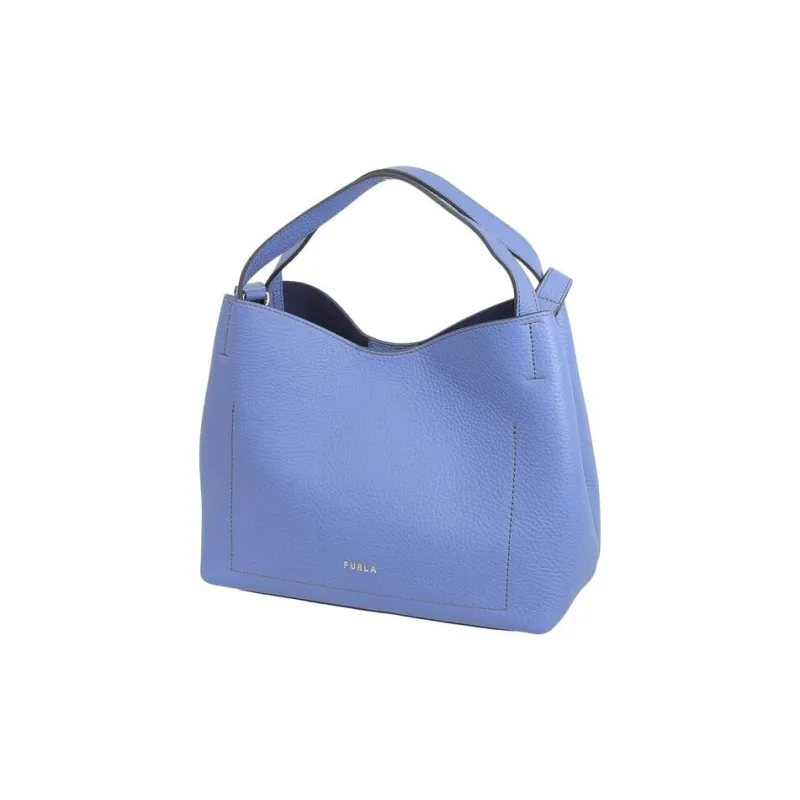 Furla Primula Leather Tote Bag Shopping Bag Shoulder Bag Handbag Small Size Women's Blue-3