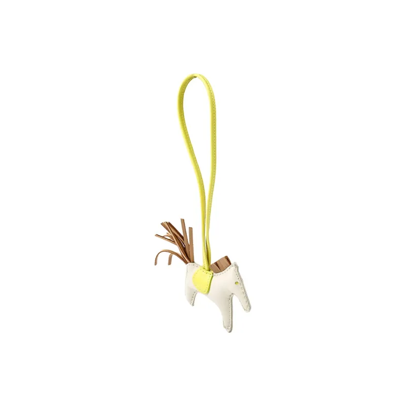 HERMES Leather Pendants Unisex Chalk White/Tea Brown-2