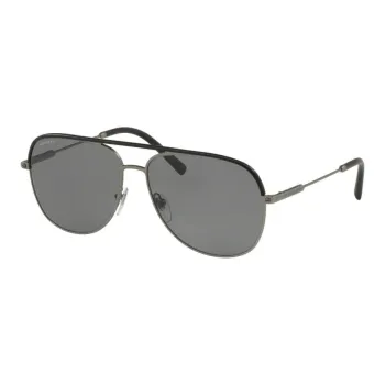 BVLGARI Stainless Steel Aviator Sunglasses Men's Gray Black