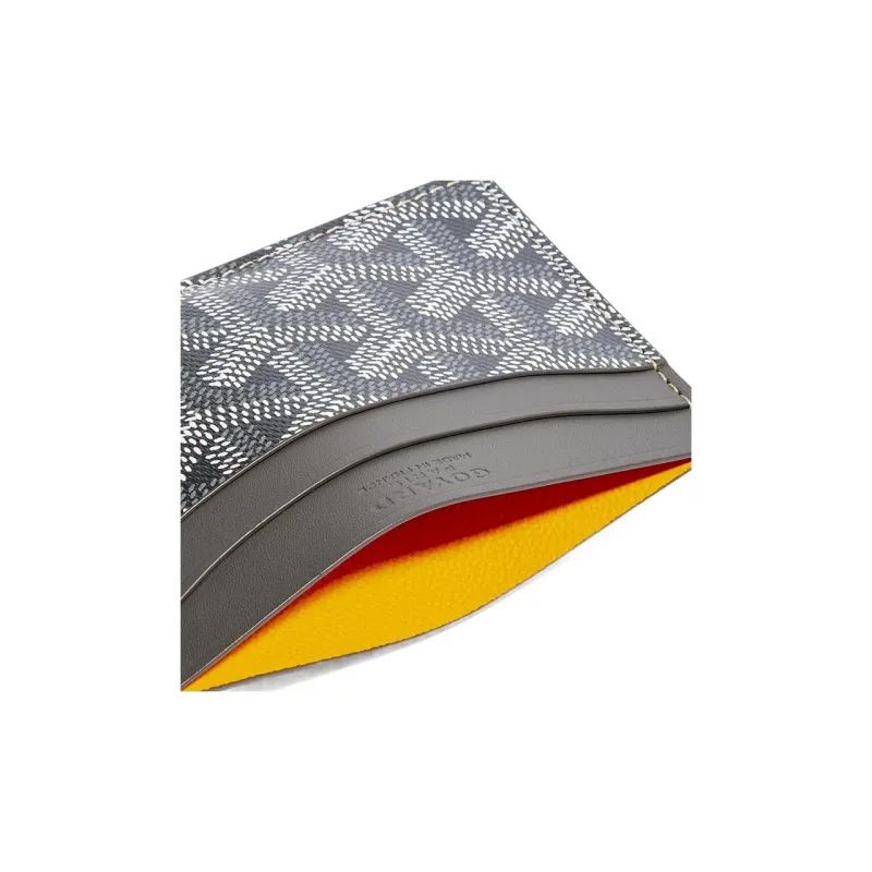 GOYARD Saint-Sulpice Canvas With Leather Dog's Teeth Card Clip Card Holder Unisex Gray Spells Black Small Hearts-1