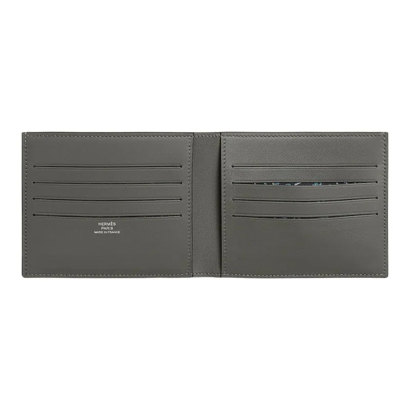 HERMES Citizen Twill Swift Leather Card Holder Men's Mauve Gray-1