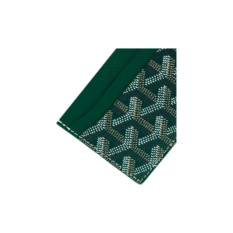 GOYARD Saint-Sulpice Canvas With Leather Card Clip Card Holder Unisex Green & Peach Red Small Heart-2