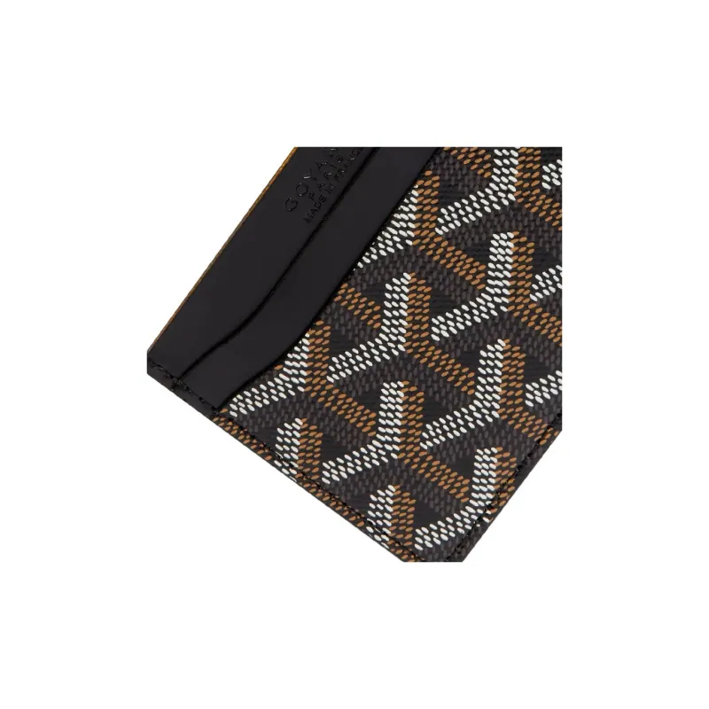 GOYARD Saint-Sulpice Canvas With Leather Dog's Teeth Card Clip Card Holder Unisex Black Spell Sky Blue Small Hearts-2