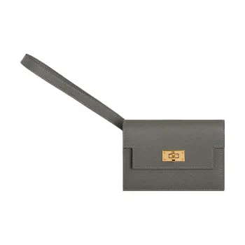 HERMES Madame Calfskin Wallet Women's 0L Grismeyer Cumulus Gray