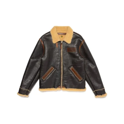 HUMAN MADE FW23 Fall/Winter Collection Leather Jackets Unisex Brown