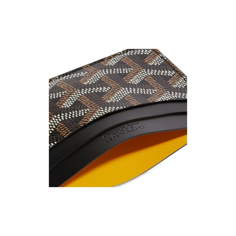 GOYARD Saint-Sulpice Canvas With Leather Dog's Teeth Card Clip Card Holder Unisex Black Spelled Gray Small Hearts-2