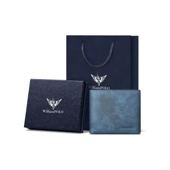 WilliamPOLO Top Grain Cow Leather Long/Cropped Wallet Men's