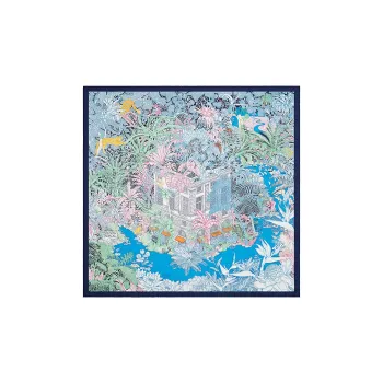 HERMES Silk Scarves Women's Denim Blue