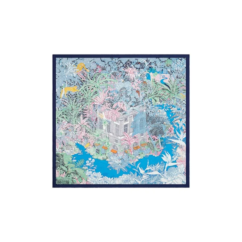 HERMES Silk Scarves Women's Denim Blue-0