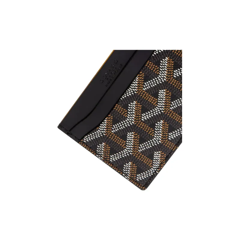 GOYARD Saint-Sulpice Canvas With Calfskin Card Clip Card Holder Unisex Black/Gray Pink Small Heart Design-1
