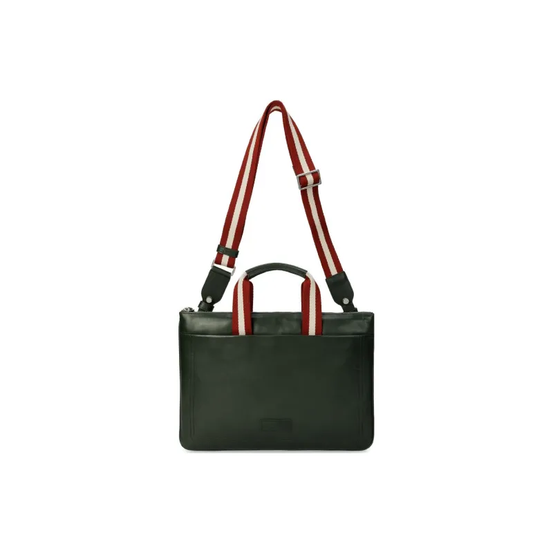 BALLY Leather Briefcase, Shoulder Bag, Crossbody Bag, Handbag Men's Dark Ink Green-1