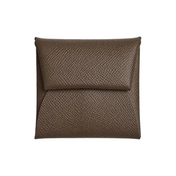 HERMES Bastia Epsom Leather Coin Purse Wallet Women's 4C Ecorce Bark Color