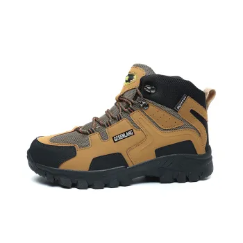 GESENLANG Wear Resistant Water Resistant Slip Resistant High Top Outdoor Shoes Men's Brown