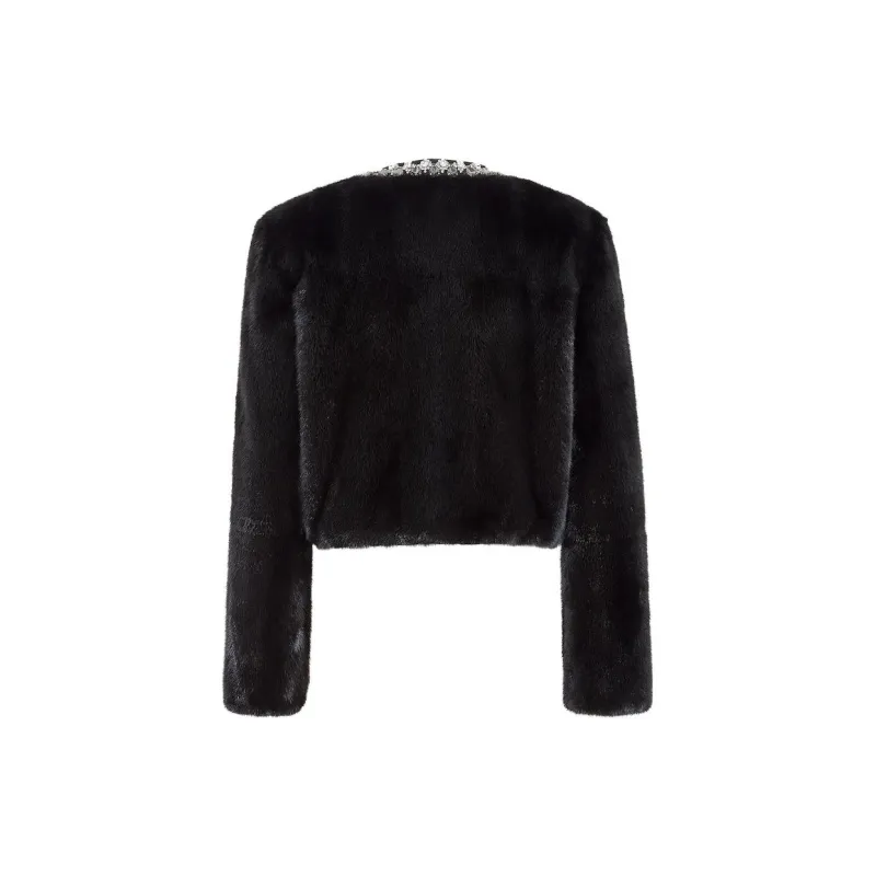 FENDI Velvet-feel Coat Women's Black-1