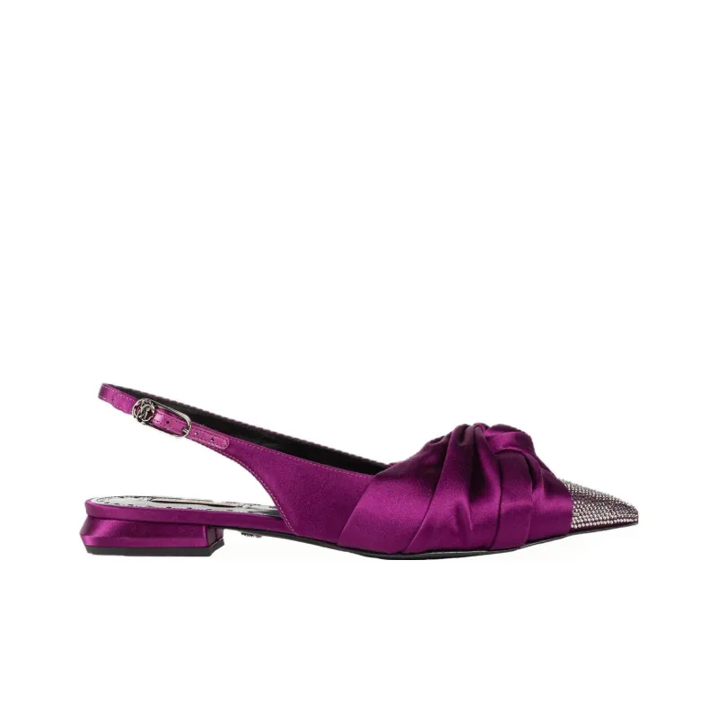 Roberto Cavalli Knot-detail Satin Slingback Ballerinas-1