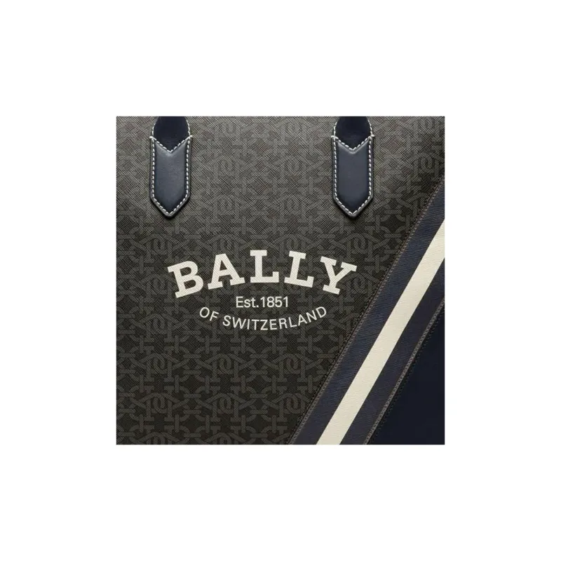 BALLY Calfskin Detail Tote Bag, Shopping Bag, Shoulder Bag, Crossbody Bag, Handbag Men's Gray-4