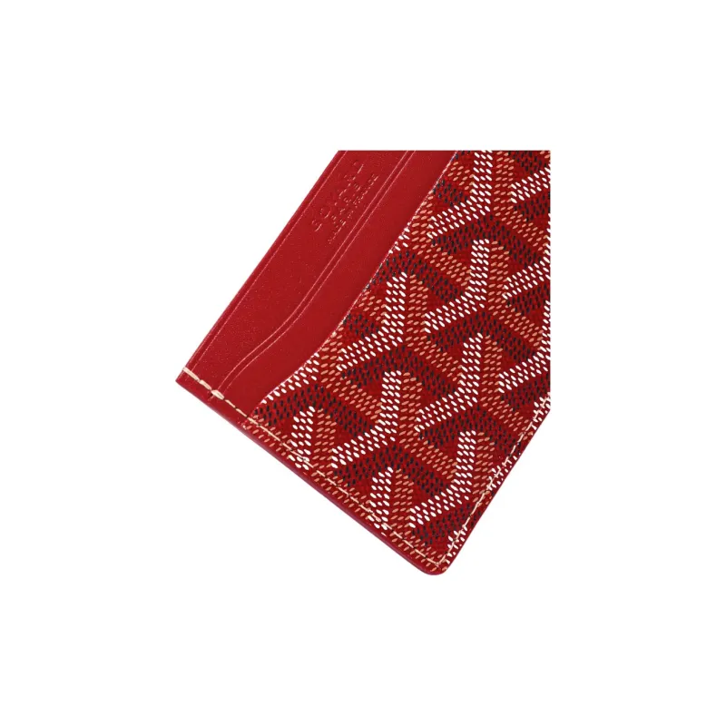 GOYARD Saint-Sulpice Canvas With Leather Dog's Teeth Card Clip Card Holder Unisex Red & Green Small Heart-2