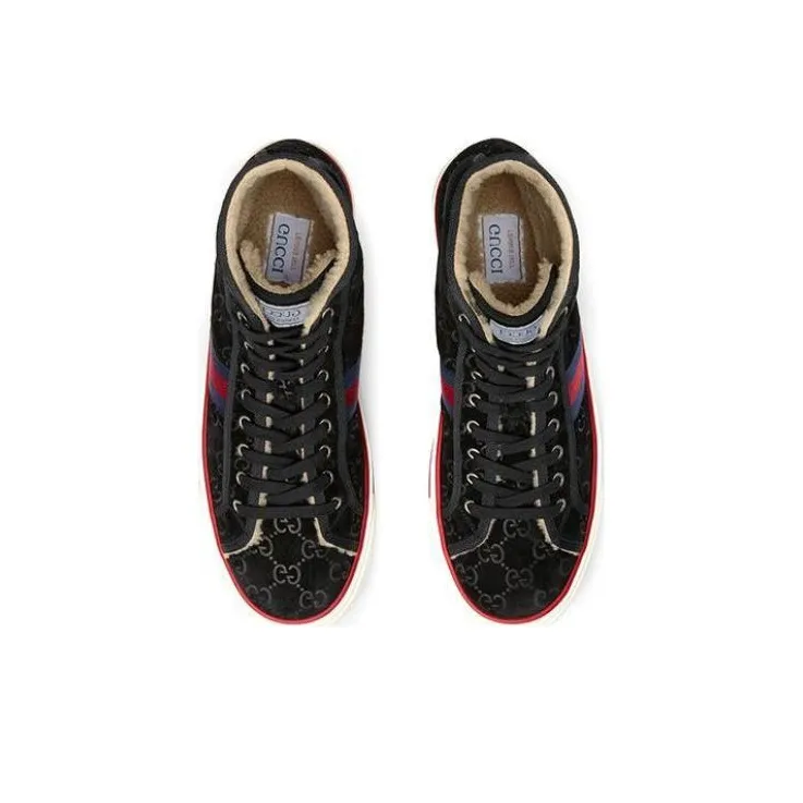 GUCCI Tennis 1977 Stylish Skateboarding Shoes Men's Black Red-2