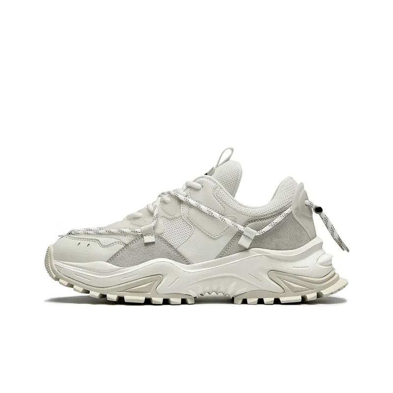 Masongarments Shark Tooth No. 2 Height Increasing Wear-Resistant Low-Top Chunky Sneakers Unisex Vintage White-1