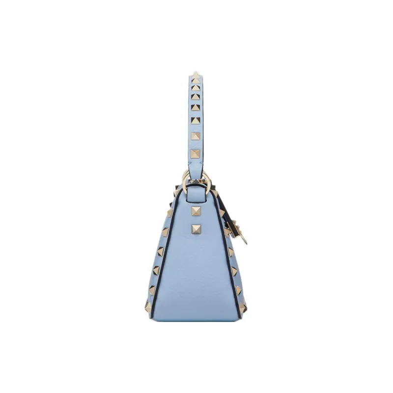 Valentino ROCKSTUD Grain Calfskin Portable Crossbody Bag, Shoulder Bag Trumpets Women's Light Blue-3