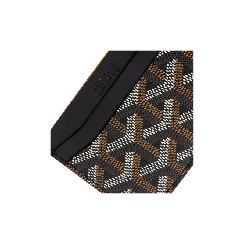 GOYARD Saint-Sulpice Canvas With Leather Dog's Teeth Card Clip Card Holder Unisex Black Spelled Gray Small Hearts-1