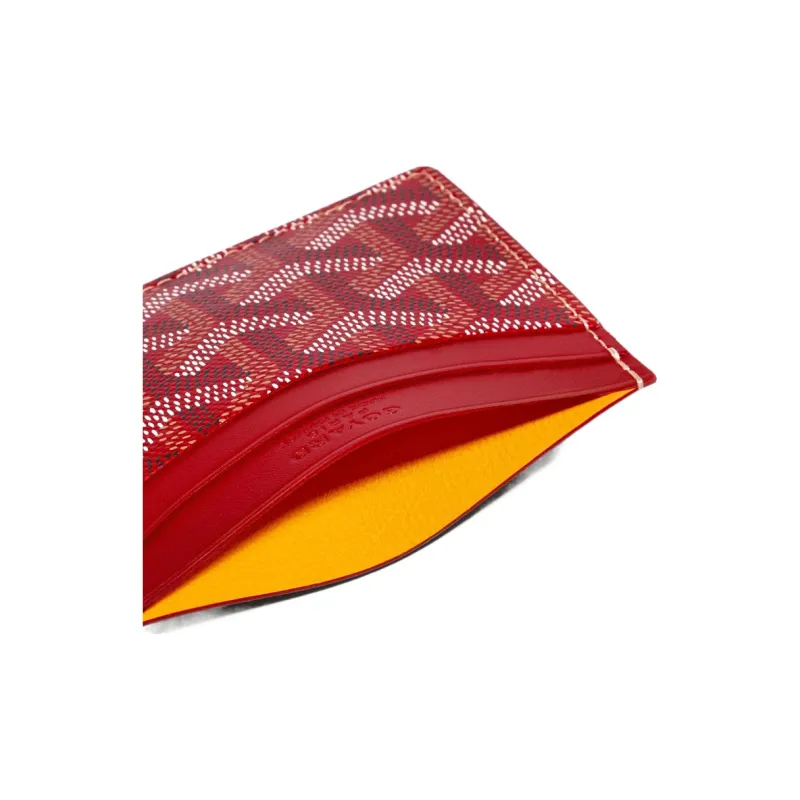 GOYARD Saint-Sulpice Canvas With Leather Dog's Teeth Card Clip Card Holder Unisex Red & Green Small Heart-1