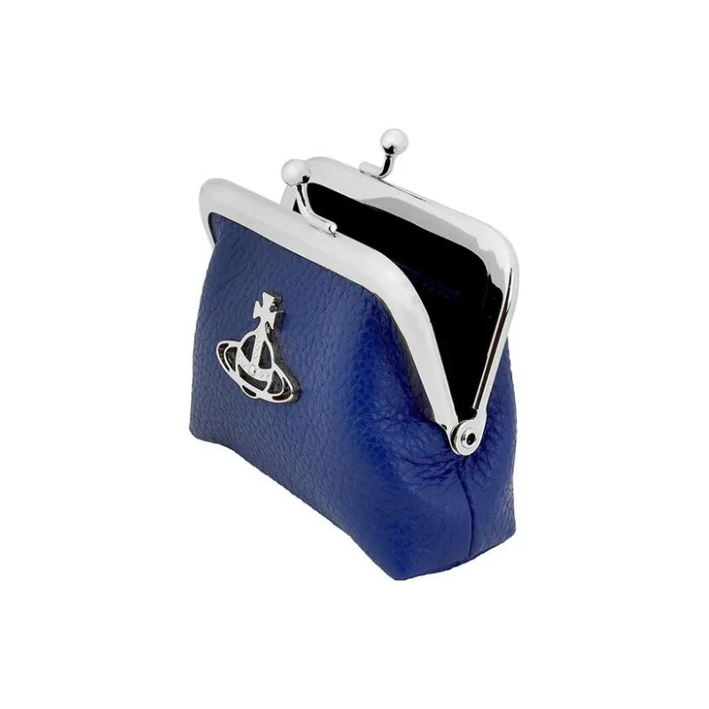 Vivienne Westwood Grain Leather Wallet Coin Purse Mini Unisex Blue-3