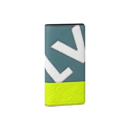 LOUIS VUITTON Brazza Taurillon Leather Wallet Men's Yellow & Multicolor