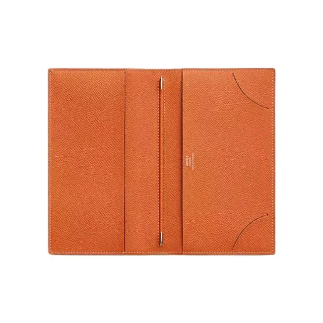 HERMES Epsom Leather Card Holder Women's Orange-1