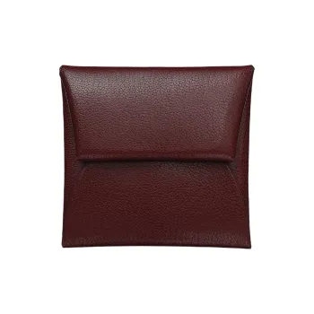 HERMES Bastia Chamkila Goat Skin Coin Purse Women's 0G Rouge Sellier Saddle Red